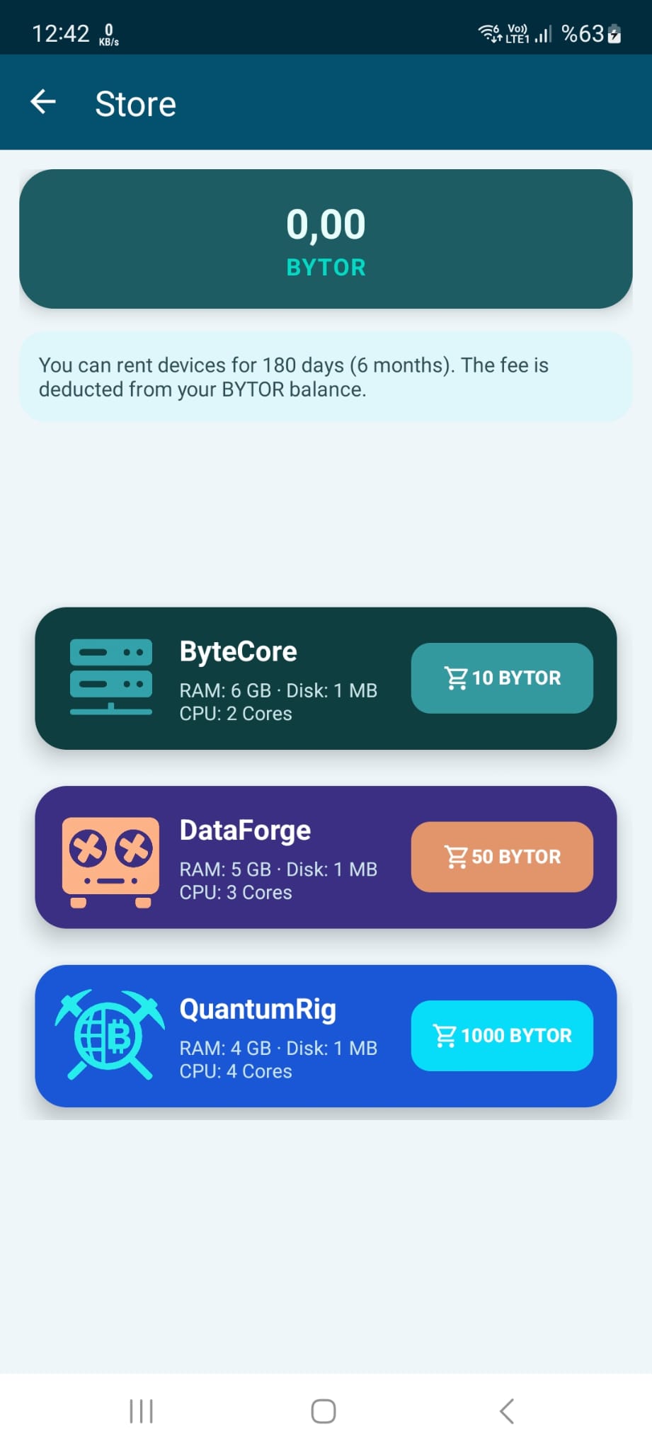 BYTORIUM Sanal cihazlar ekranı